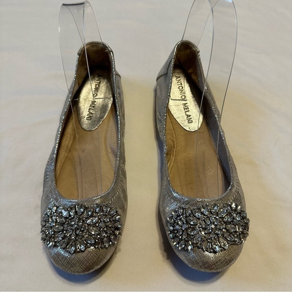 Antonio Melani Silver Sparkly Ballet Flats  7 - Picture 3 of 9